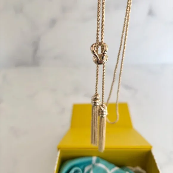 NEW Kendra Scott Presleigh Love Knot Y Necklace in Gold - Picture 4 of 6